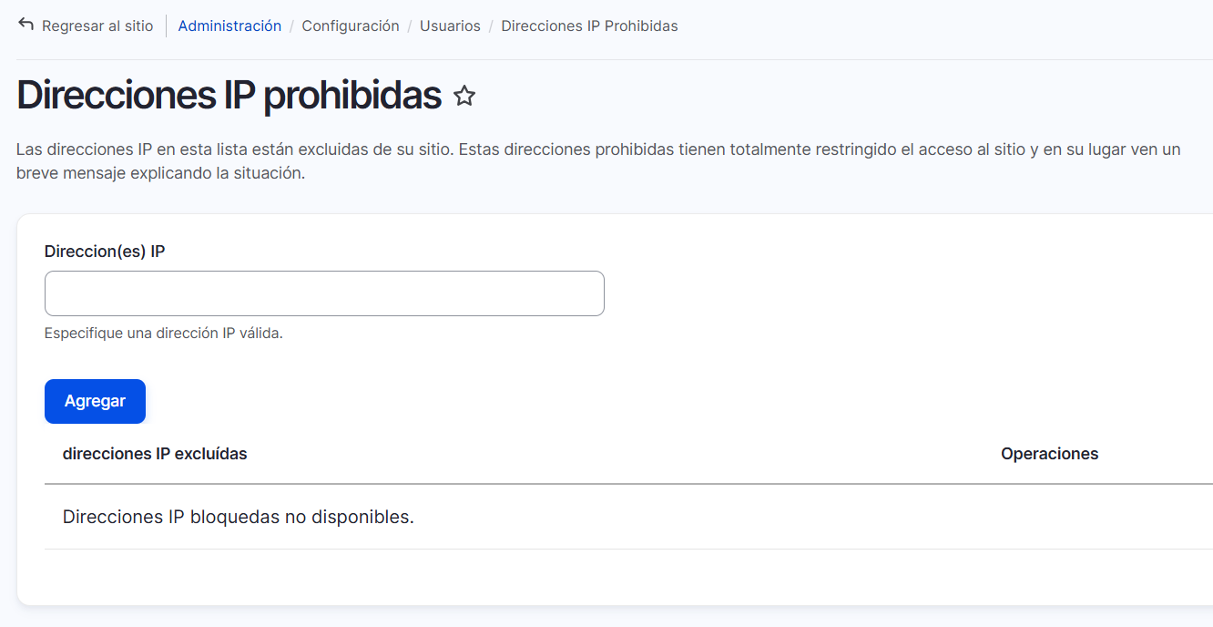 ban ip addresses banear direcciones ip formulario de configuración
