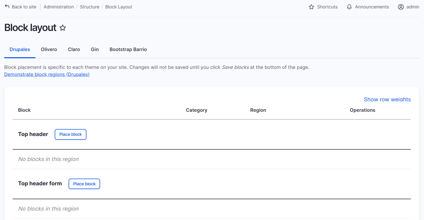 admin block layout ui