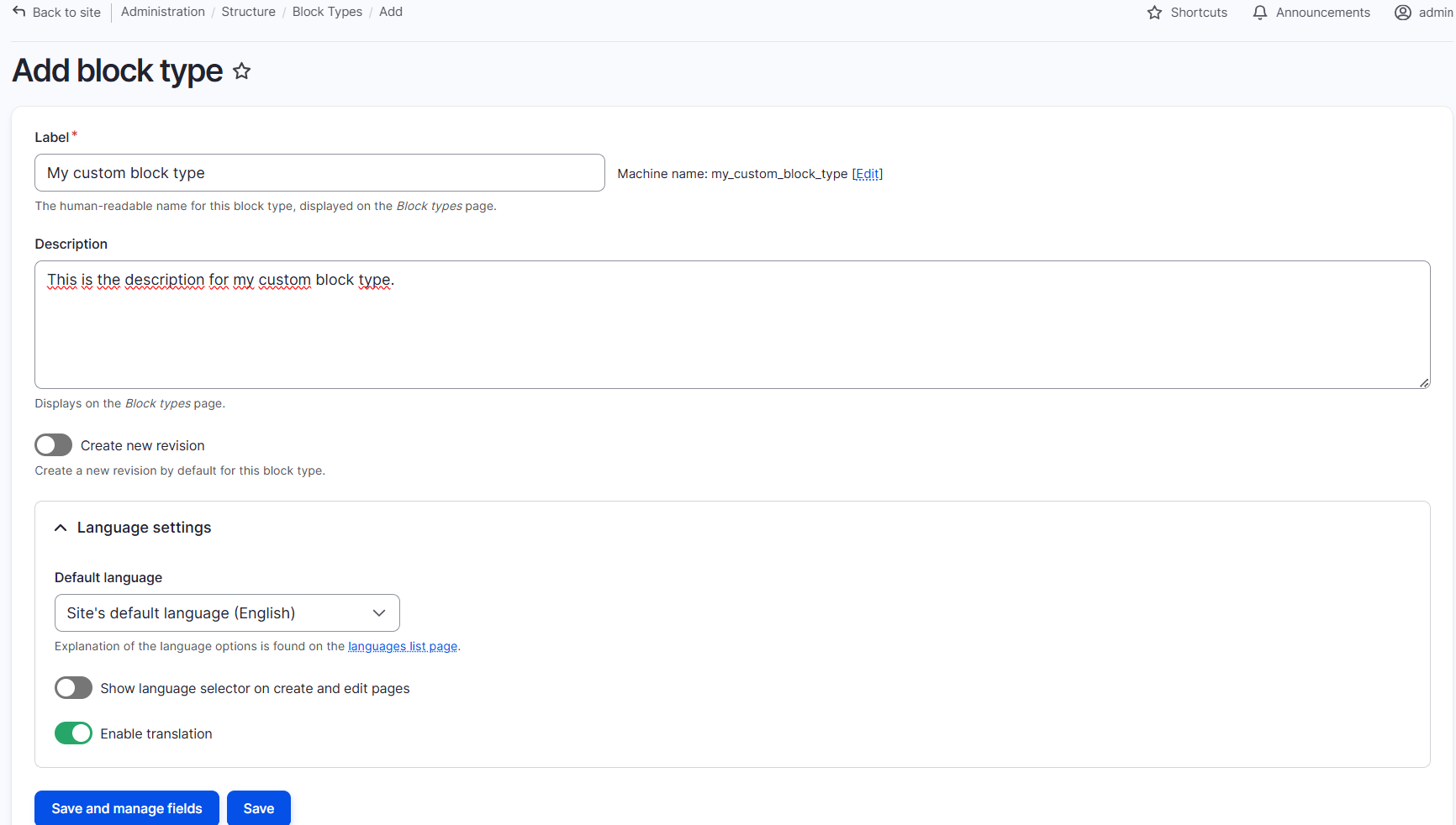 admin config add block type