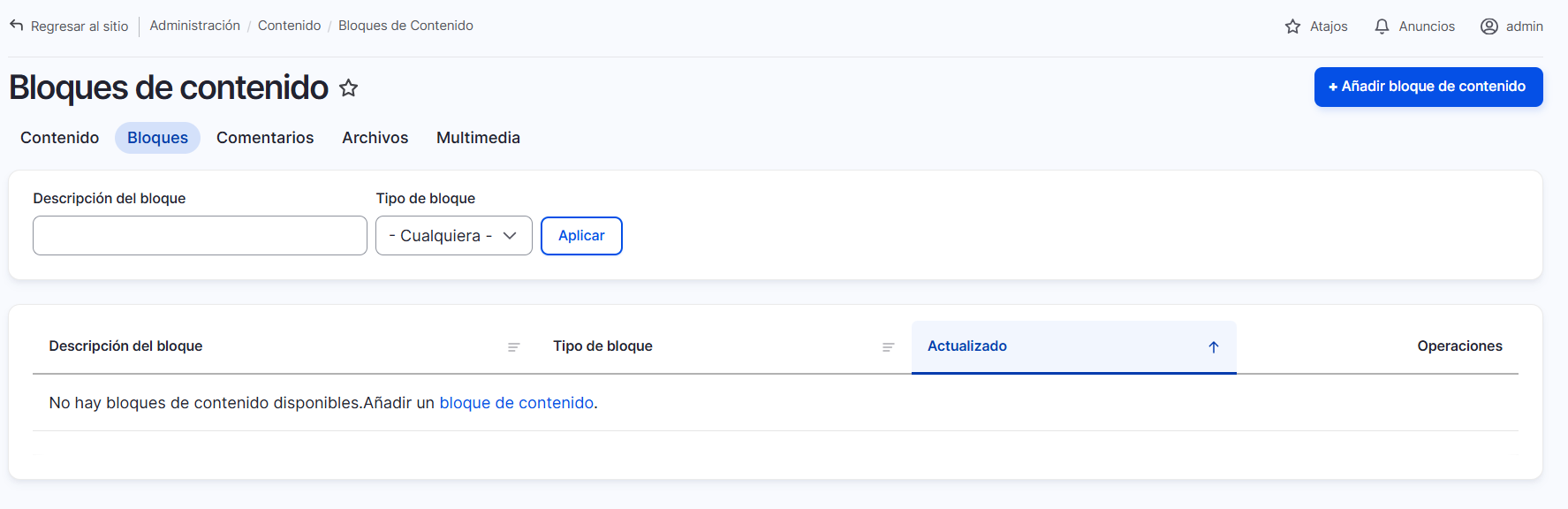 admin structure block layout añadir bloque de contenido